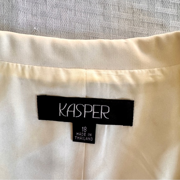 Kasper White Open Front Blazer Jacket Size 18 Career Officewear Fully Lined - Picture 14 of 16